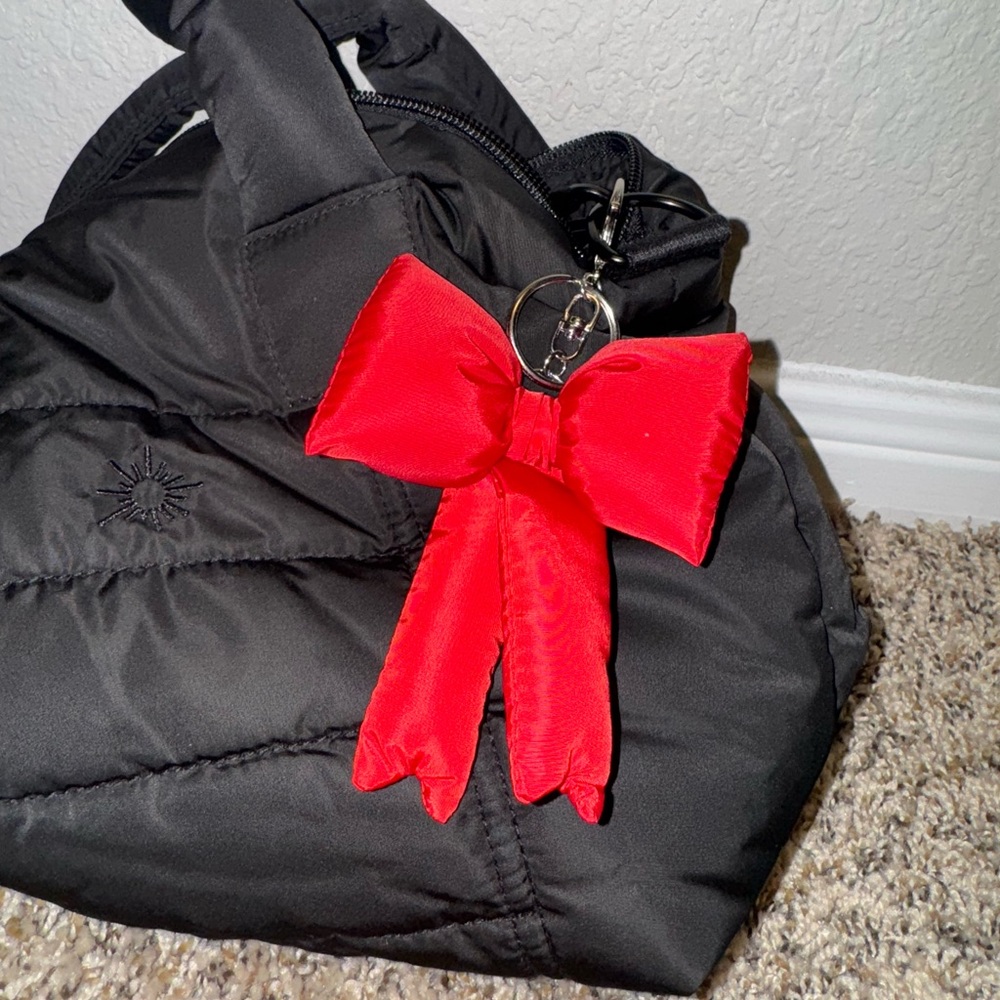 Red bow bag charm